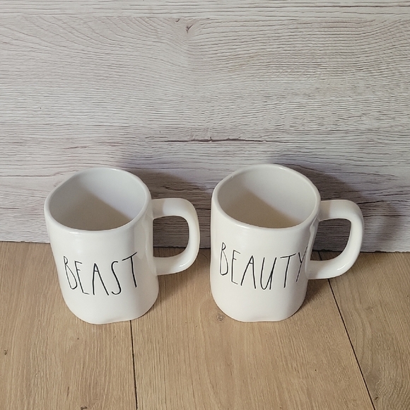 Rae Dunn Other - Rae Dunn Cream 'Beauty' and 'Beast' Mugs